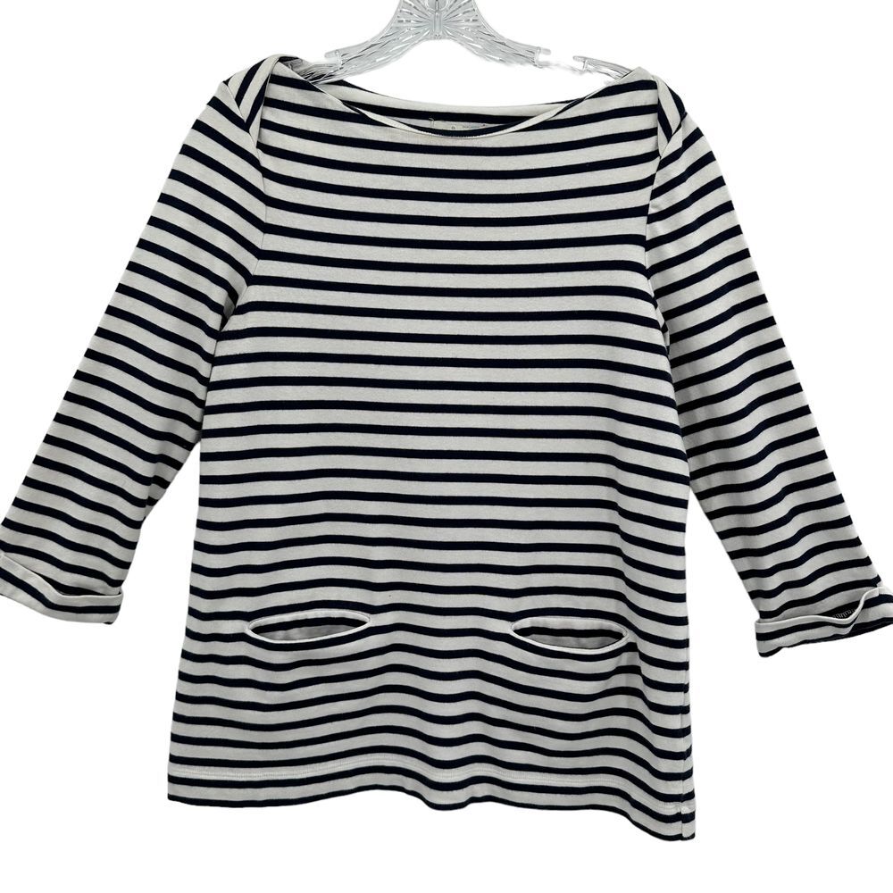 Boden Nautical Boatneck Top 3/4 Cuffed Sleeve Front Pockets sweatshirt Size 8